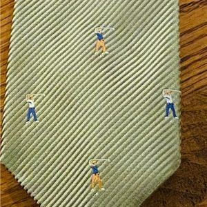 Tango Golfing Theme Green 100% Silk Hand Made Green NeckTie